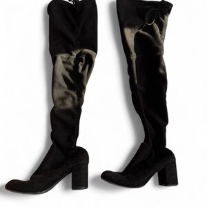 charles david black suede over the knee high heel boots